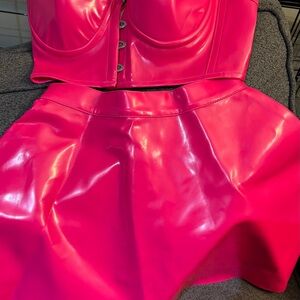 Daisy Corsets Hot Pink Faux Leather Set